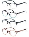 OLOMEE Reading Glasses Women Round Readers +1.75 for Small/Petite Face 4 Pack Cute Lightweight Frame &Comfortable Spring Hinge