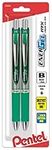 Pentel EnerGel RTX Retractable Liquid Gel Pen, Bold Line, Metal Tip, Green Ink 2-Pack (BL80BP2D)