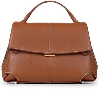 HICARRY Top Handle Bag Handbags Large Faux Leather Satchel Bags for Women Luxury Designer Business Crossbody Work Tote Purse, Brown