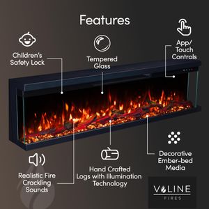 Valine Fires 72" 3-Sided Electric Fireplace – Modern Wall-Mount Heater