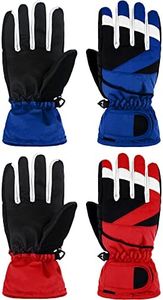 2 Pairs Kids Winter Gloves Waterproof Ski Gloves Warm Snow Gloves Outdoor Thermal Insulated Snowboard Gloves for Boys Girls, RoyalBlue, Red, 6-10 Years