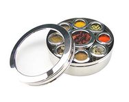 Authentic Indian Spice Tin Stainless Steel Masala Dabba LARGE Curry Cooking Spice Tiffin Tin Box Kitchen Masala Container 9 Compartments Storage Set