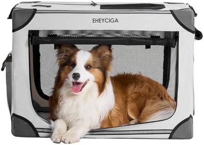 EHEYCIGA 4-Door Collapsible Dog Crate for Medium Dogs, Foldable Soft Dog Crate with Mesh Windows, Indoor & Outdoor Travel Dog Crate with Soft Side, Grey