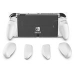 Skull & Co. GripCase OLED for Nintendo Switch OLED Model: A Dockable Transparent Protective Cover Case with Interchangeable Grips [to fit All Hands Sizes] [No Carrying Case] - OLED White