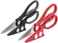 TJ POP Kitchen Scissors 2 Pack, Ultra Sharp Stainless Steel Kitchen Shears, Multi-purpose Meat Scissors Poultry Shears with Magnetic Holder, Heavy Duty Cooking Food Scissors, Black & Red (8.6 inch)