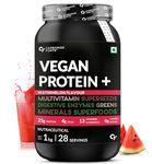 Carbamide Forte Vegan Protein Powder - Plant Based Pea Protein Powder with Multivitamin, Minerals, Superfoods, Digestive Enzymes - Watermelon Flavour - 1Kg