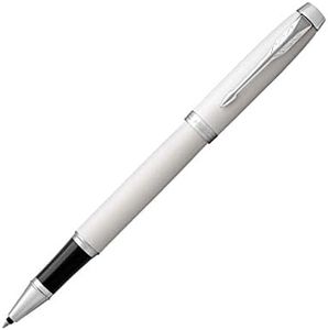 PARKER IM Rollerball Pen, White Lacquer with Fine Point Black Ink Refill (1931674)