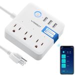 WISEBOT Smart Power Strip, 2.4G WiFi Surge Protector with Timer, 3 Individually Controlled Smart Outlets & 3 USB Ports, Voice Control with Alexa & Google Home, Remote Control from App, 10A, White