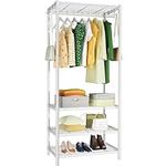 Ulif H1 Portable Closet Rack, 4-Tier FreeStanding Metal Garment Rack and Clothes Storage Wardrobe, Suitable for Bedroom, Apartment, Cloakroom, 25.6" L x 15.7" D x 73.2" H, White