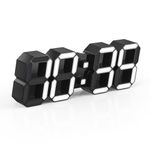 KWYDYP 4.9'' Mini 3D LED Clock - Dual Alarm Clock with Remote, Magnetic, 12/24H, Date & Temp, Auto L1-L4 Brightness, Nightlight, Gifts for Kids, Birthday Gifts - Black