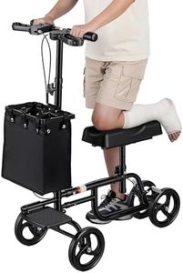 Knierollator für Erwachsene,faltbarer Knie Roller aus Carbon-Stahl mit Stoßdämpfung, leichter Knie Scooter nach Fuß OP,Krücken Alternative mit höhenverstellbarem Lenker & Dual-Brems-System Schw