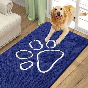Smiry Hunde-Fußmatte für schlammige Pfoten, saugfähiger Schmutzfänger, rutschfest, schnell trocknend, waschbar, Chenille-Matte für Schlammhunde, Eingangsteppich für drinnen und draußen (119,9 x 61 cm,