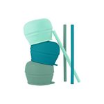 Boon Snug Silicone Sippy Cup Lids and Straws - Includes 3 Lids and 3 Straws - Convert Any Kids Cups or Toddler Cups into Straw Sippy Cups - Toddler Feeding Supplies and Travel Essentials - Green