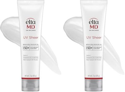 EltaMD UV Sheer Face and Body Sunscreen SPF 50+,Oil Free,No White Cast Sunscreen for Face and Body,Zinc Oxide Formula,3.0 oz Tube,(Pack of 2)