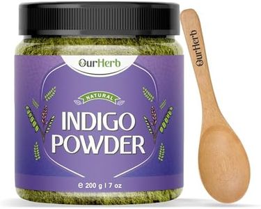 OurHerb Pure & Organic Indigo Leaves (Indigofera Tinctoria) Powder for Natural Hair Colouring, Hair Colorant Black/Brown Hair & Beard Dye/Color with Wooden Spoon - 200g | 7 Oz