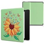 kwmobile Case Compatible with Amazon Kindle Oasis 10. Generation Case - eReader Cover - Sunflower Butterflies Yellow/Green