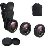 3 in 1 Universal Phone Camera Lens Kit with 180 Degrees Fisheye Len + Super Wide Angle Lens + 0.67X Macro Lens for Samsung iPad and Most Smartphones (Black)