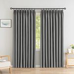 MAIHER Total Blackout Pinch Pleat Drape, Thermal Insulated Waterproof Faux Linen Pleated Curtain with Tieback for Small Window, Bedroom (Light Grey, 54" W x 63" L, 1 Panel)