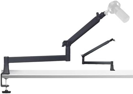 Yazoni Microphone Boom Arm, Low Profile Mic Arm Stand with Desk Mount Clamp, Screw Adapter, Hidden Cable Channels, Adjustable Mic Stand for Boom Stick Microphone, for Podcast Gaming Streaming Studio