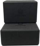 Tiiyar Yoga Blocks - Set of 2 Premium High Density Eco-Friendly EVA Foam Blocks (4 Inch Black Block Only/Medium Density)