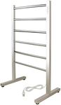 WarmlyYours Warmly Yours 6-Bar Ibiza Freestanding Electric Heated Bath Towel Warmer Rack, Polished, Plug-in, Silver