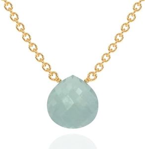 Aquamarine Necklace for Women, Premium Gold Heart Necklaces for Women - Tarnish Free 18K Gold Vermeil Certified S925 Classic Statement Necklace Gold Jewelry for Women - Mothers Day Gifts for Mom Wife