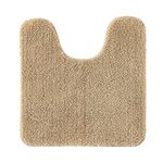 MIULEE Absorbent WC Toilet Rug Non Slip U Shape Bath Mat with High Hydroscopicity Rugs Super Soft Cozy and Shaggy Microfiber Rug Carpet for Bathroom Beige 50 x 50 cm