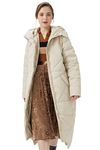 Orolay Women's Puffer Down Coat Winter Maxi Jacket with Hood Beige L