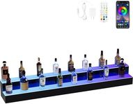 YITAHOME LED Lighted Liquor Bottle Display Shelves 2-Step 60-inch, Bar Liquor Alcohol Wine Holder Display Shelf for Home Counter Party, Acrylic Mounted Whiskey Rack Stand with Remote & App Control