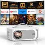 [1000ANSI/Netflix Licensed/25W Dolby Audio] Smart Projector 4K, Mini Projector Bluetooth 5.2 & WiFi 6: 4D/4P Keystone+Electric Focus, Native 1080P, HDR10+, Lisowod Portable Projector for Outdoor Movie