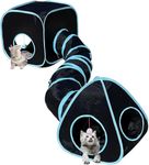 GUSTYLE Cat Tunnel Toy Way, Collapsible Pet Play Tunnel Tube with Storage Bag for Cats, Puppy, Rabbits, Guinea Pig, Indoor and Outdoor Use (Blue 3 in 1)