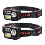 JIPOTO2PACK LED headlamp Rechargeable, 8 Modes, with red, White and Blue Lights, 2PCS, Suitable for Outdoor Running Cycling Hiking Camping IPX5 Waterproof Lightweight Strong Head