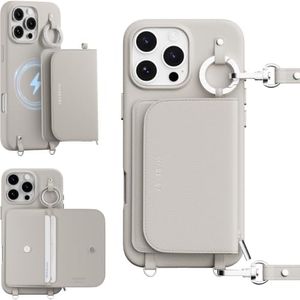 MAGEASY Pouch MagSafe Crossbody Wallet Phone Case for iPhone 16 Plus - Removable Wallet with Strap, 16ft Drop Protection, Card Holder & Coin Pocket Magnetic Purse Compatible with MagSafe (Starlight)