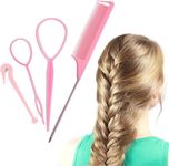 Hair Styling Loop Ponytail Maker French Braid Hair Rubber Bands Remover Hair Tail Tool Kit, 4Pcs Hair Rubber Bands Remover Cutter Hair Band Remover Cutter Hair Tail Tools Hair Loop Styling Tool