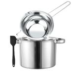 Wax Melting Pot - 600ML Double Boiler and Stainless Steel 1600ML Double Handle Pot, Chocolate Melting Pot with Silicone Spatula for Melting Chocolate, Butter, Candy, Candle, Soap, Wax