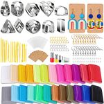 Snoghmil Polymer Clay Earrings Making Kit with 32pcs Polymer Clay Cutters, 24pcs Oven Bake Clay, 30 Set Earring Rings&Hooks for Earrings Making, Clay Earring Jewelry Making Kit for Beginner