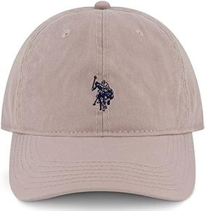 U.S. Polo Assn. Mens Mens Washed Twill Cotton Adjustable Baseball Hat with Pony Logo and Curved Brim, Light Grey, One Size