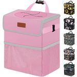 Vankor Car Trash Can for Car Cute, Car Trash Bag Bin Hanging Waterproof Automotive Car Garbage Cans Leak Proof Vehicle Trash Can Pink