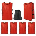 6 Pack Scrimmage Training Vests Adults Youths Kids, Team Practice Jersey with Carry Bag, Sports Pinnies for Soccer Basketball Football Volleyball Hockey