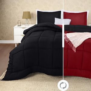 Utopia Bedding King Size Comforter Set with 2 Pillow Shams, Bedding Comforter Sets, Down Alternative Reversible Black/Red Comforter, Soft and Comfortable, Machine Washable