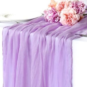 Lilac Cheesecloth Table Runner, 10FT Rustic Gauze Lavender Table Runner 35*120inch Boho Table Runner for Wedding Bridal Shower Baby Shower Table Centerpiece Decorations