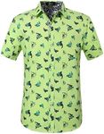 SSLR Short Sleeve Button Up Shirts for Men, Summer Shirts for Men Cotton Print Causal for Work, Vacation, Leisure (X-Large, Light Green)