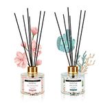 Soul & Scents Ocean and Blossom Reed Diffuser Set|Free 6 Fiber Reed Sticks with Each|Toxin Free & Stress Relief|Long Lasting|Room Freshener for Home, Bedroom|Combo Pack of 2-120ml Each