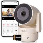 MOES 2K 4MP QHD Indoor Camera, WiFi Security Indoor CCTV, Infrared Night Vision Siren Motion Sound Detection, Two-Way Audio, 360° Pan 180° Tilt Rotational Views, Works with Alexa, 64GB TF Card Inside