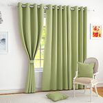 Story@Home Blackout Door Curtains 7 Feet Long Set of 2 Room Darkening Plain Print Opaque Room Darkening Curtain for Living Room, Bedroom, Hall, 116 x 215 cm, Light Green, 100% Opacity