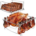 COALFUN Stainless Chicken Leg Rack, BBQ Rib Rack for Smoking, Turkey Roasting Rack for Roasting Pan - Holds 1 Chicken, 6 Large Ribs, and 12 Chicken Leg/Wing - Easy to Use, Smoker Accessories