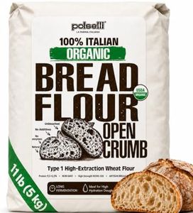 Polselli Organic Bread Flour, High-Extraction Type 1 Wheat Flour, 5 kg