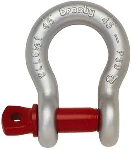 Crosby 1018455 Carbon Steel G-209 Screw Pin Anchor Shackle, Galvanized, 2 Ton Working Load Limit, 1/2" Size