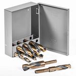 Stark 8-Pieces High Speed Steel Drill (9/16" to 1") by 1/16 Drill Bit Set HSS 135 Degrees 1/2" Shank with Case