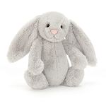 Jellycat Bashful Grey Bunny Stuffed Animal, Medium, 12 inches